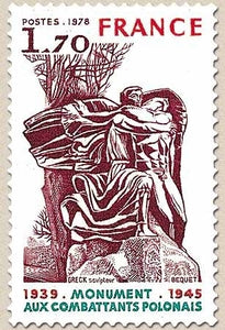 Monument aux Combattants Polonais 1939-1945. 1f.70 rouge, vert-bleu et carmin-brun Y2021