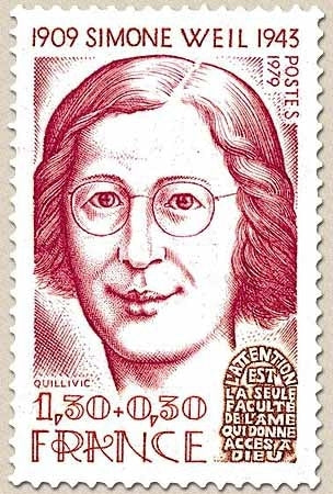 Personnages célèbres. Simone Weil 1f.30 + 30c. Carmin et brun-rouge Y2032A