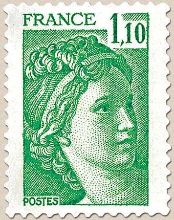 Type Sabine. 1f.10 vert Y2058