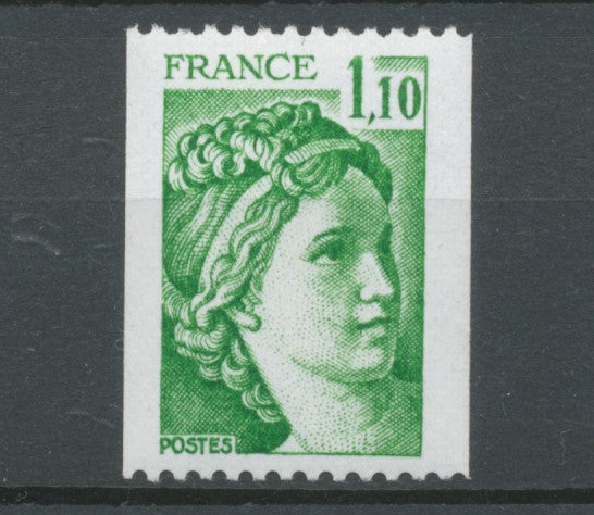 Type Sabine N°2062a 1f.10 vert N° rouge au verso Y2062a