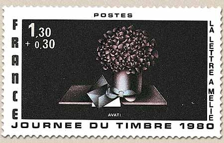 Journée du Timbre. La Lettre à Mélie, d'Avati 1f.30 + 30c. Noir, rose-lilas et bleu-gris Y2078