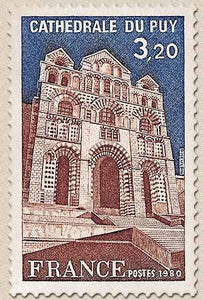 Série touristique. Cathédrale du Puy 3f.20 bleu et brun-rouge Y2084