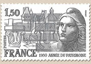 Année du patrimoine. 1f.50 gris et noir Y2092