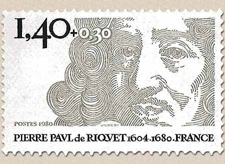 Personnages célèbres. Pierre Paul de Riquet (1604-1680) 1f.40 + 30c. Gris et noir Y2100