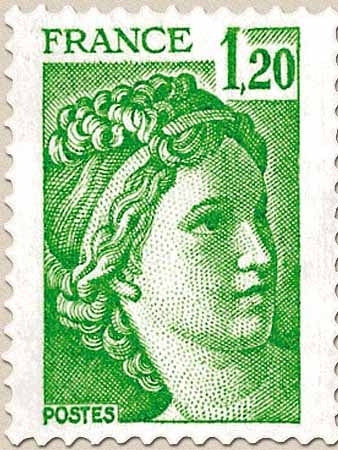 Type Sabine. 1f.20 vert (1 bande de phosphore à droite) Y2101