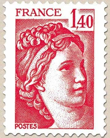 Type Sabine. 1f.40 rouge (2 bandes de phosphore) Y2102