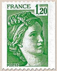 Type Sabine. 1f.20 vert (1 bande de phosphore à droite) Y2103