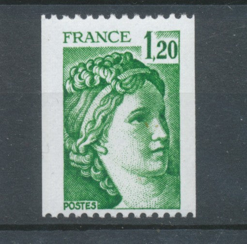 Type Sabine N°2103a 1f.20 vert N° rouge au verso Y2103a