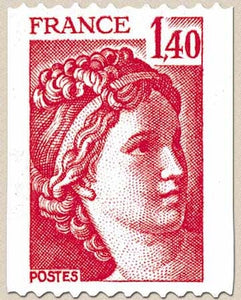 Type Sabine. 1f.40 rouge (2 bandes de phosphore) Y2104