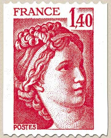 Type Sabine. 1f.40 rouge (2 bandes de phosphore) Y2104