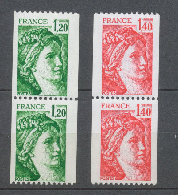 Type Sabine Paires verticales N°2103-2103a et N°2104-2104a N° rge au dos Y2104aAS