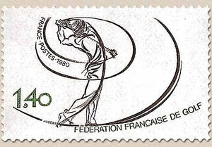 Fédération française de golf. 1f.40 brun et vert Y2105