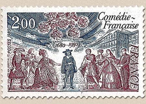 300e anniversaire de la Comédie Française. 2f. Gris foncé, bleu foncé et carmin Y2106