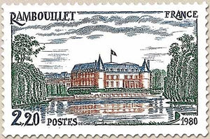 Série touristique. Le château de Rambouillet 2f.20 bleu, vert et brun-rouge Y2111