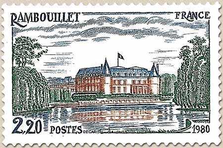 Série touristique. Le château de Rambouillet 2f.20 bleu, vert et brun-rouge Y2111