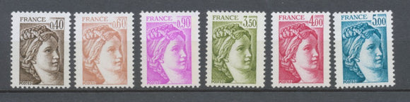 Marianne type Sabine Série N°2118b à 2123b Gomme tropicale 6 valeurs Y2123bS