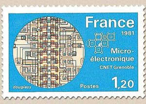 Série Grandes réalisations.  La microélectronique du C.N.E.T. (Microprocesseurs). 1f.20 multicolore Y2126