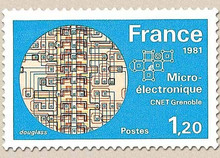Série Grandes réalisations.  La microélectronique du C.N.E.T. (Microprocesseurs). 1f.20 multicolore Y2126