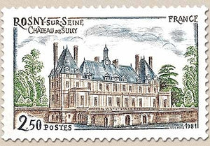 Série touristique. Château de Sully, à Rosny-sur-Seine. 2f.50 brun, bleu et vert-olive Y2135