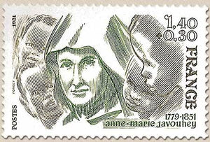 Personnages célèbres. Sœur Anne-Marie Javouhey 1f.40 + 30c. Brun clair et vert-olive Y2150