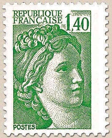 Type Sabine. Légende République Française 1f.40 vert Y2154