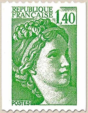 Type Sabine. Légende République Française 1f.40 vert Y2157