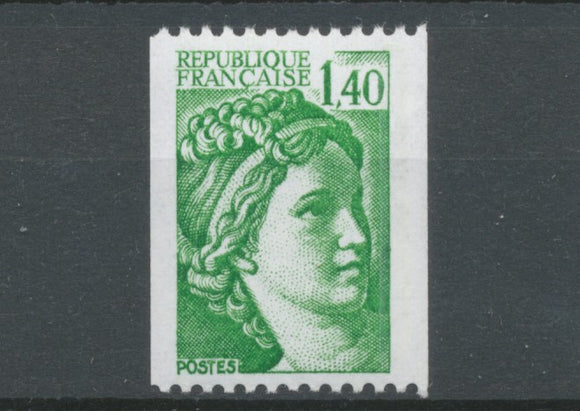 Type Sabine N°2157a 1f.40 vert N° rouge au verso Y2157a
