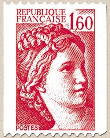 Type Sabine. Légende République Française 1f.60 rouge Y2158