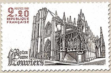 Série touristique. Notre-Dame de Louviers  2f.20 brun et carmin Y2161