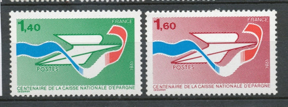 Série Centenaire de la Caisse nationale d'épargne. 2 valeurs Y2166S