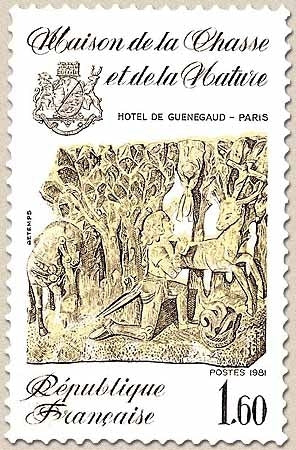 Maison de la chasse et de la nature. Hôtel de Guénégaud.  1f.60 brun foncé et beige Y2171