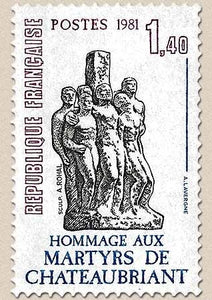 Hommage aux martyrs de Châteaubriant. Mémorial national de la Résistance Française, 1f.40 violet, noir et bleu Y2177
