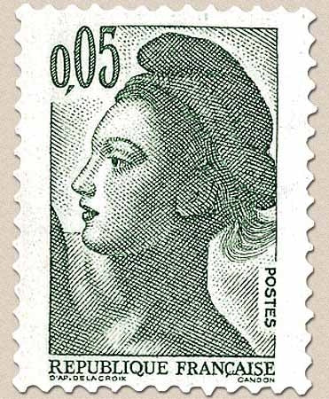 Type Liberté, d'après le tableau La Liberté guidant le peuple, de Delacroix. 5c. Vert-noir Y2178