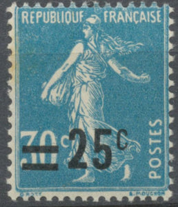 Type Semeuse fond plein (192) surchargé. Type IIA. 25c. Sur 30c. Bleu (IIA) (192) Neuf luxe ** Y217