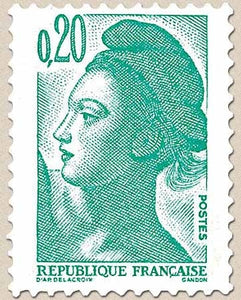 Type Liberté, d'après le tableau La Liberté guidant le peuple, de Delacroix. 20c. Émeraude Y2181