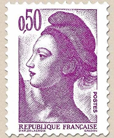 Type Liberté, d'après le tableau La Liberté guidant le peuple, de Delacroix. 50c. Violet Y2184