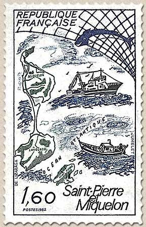 Série touristique. Saint-Pierre-et-Miquelon. 1f.60 bleu foncé, vert et noir Y2193