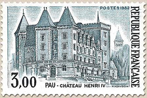 Série touristique. Pau - Château Henri IV. 3f. Bleu foncé, bleu et noir Y2195