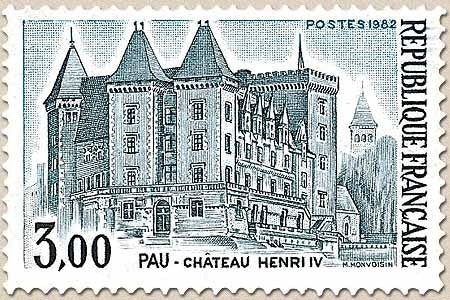 Série touristique. Pau - Château Henri IV. 3f. Bleu foncé, bleu et noir Y2195