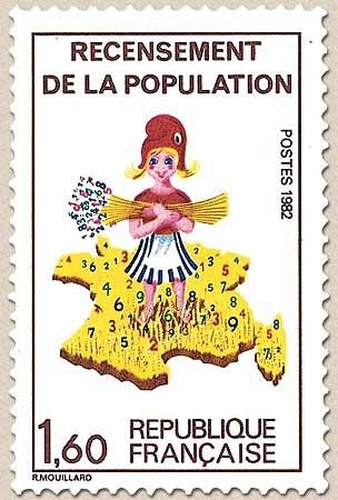 Recensement de la population. Une belle moisson de chiffres. 1f.60 multicolore Y2202