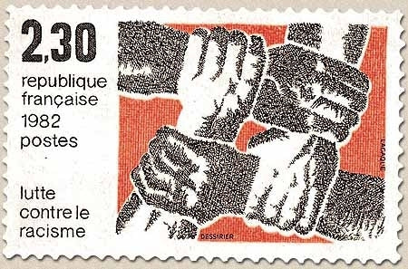 Lutte contre le racisme. Fraternité des races. 2f.30 orange et brun foncé Y2204