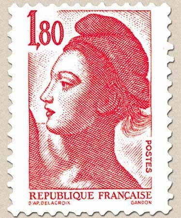 Type Liberté de Delacroix. 1f.80 rouge Y2220