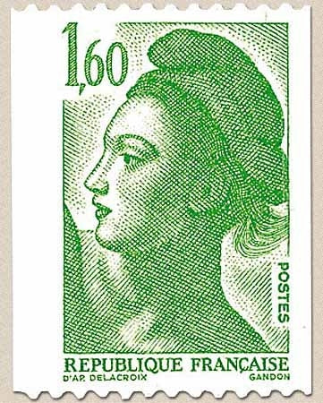 Type Liberté de Delacroix. 1f.60 vert Y2222