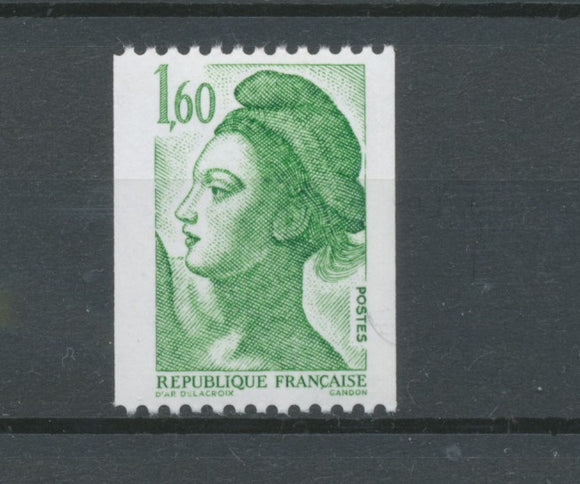 Type Liberté N°2222a 1f.60 vert N° rouge au verso Y2222a