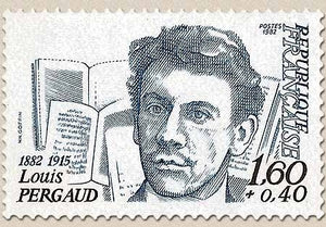 Personnages célèbres. Louis Pergaud (1882-1915), écrivain. 1f.60 + 40c. Bleu et brun foncé Y2227