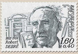 Personnages célèbres. Robert Debré (1882-1978), pédiatre. 1f.60 + 40c. Vert-bleu foncé et noir Y2228