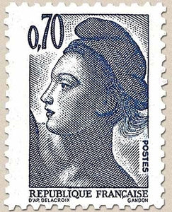 Type Liberté de Delacroix. 70c. Bleu-violet Y2240