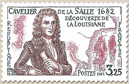 Cavelier de La Salle. Découverte de la Louisiane, 1682. 3f.25 vert, rose et brun-rouge Y2250