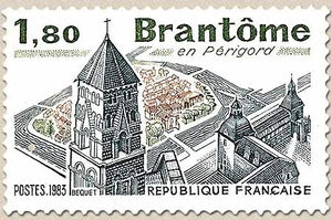 Série touristique. Brantôme en Périgord. 1f.80 vert foncé, bleu foncé et brun-rouge Y2253