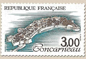 Série touristique. Concarneau, remparts de la Ville-close. 3f. Brun foncé et bleu-vert Y2254